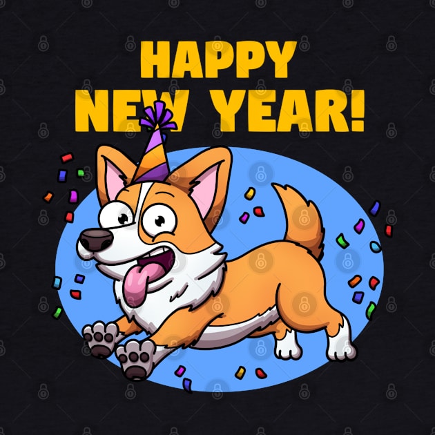 Cute Jumping New Year Corgi Dog by TheMaskedTooner